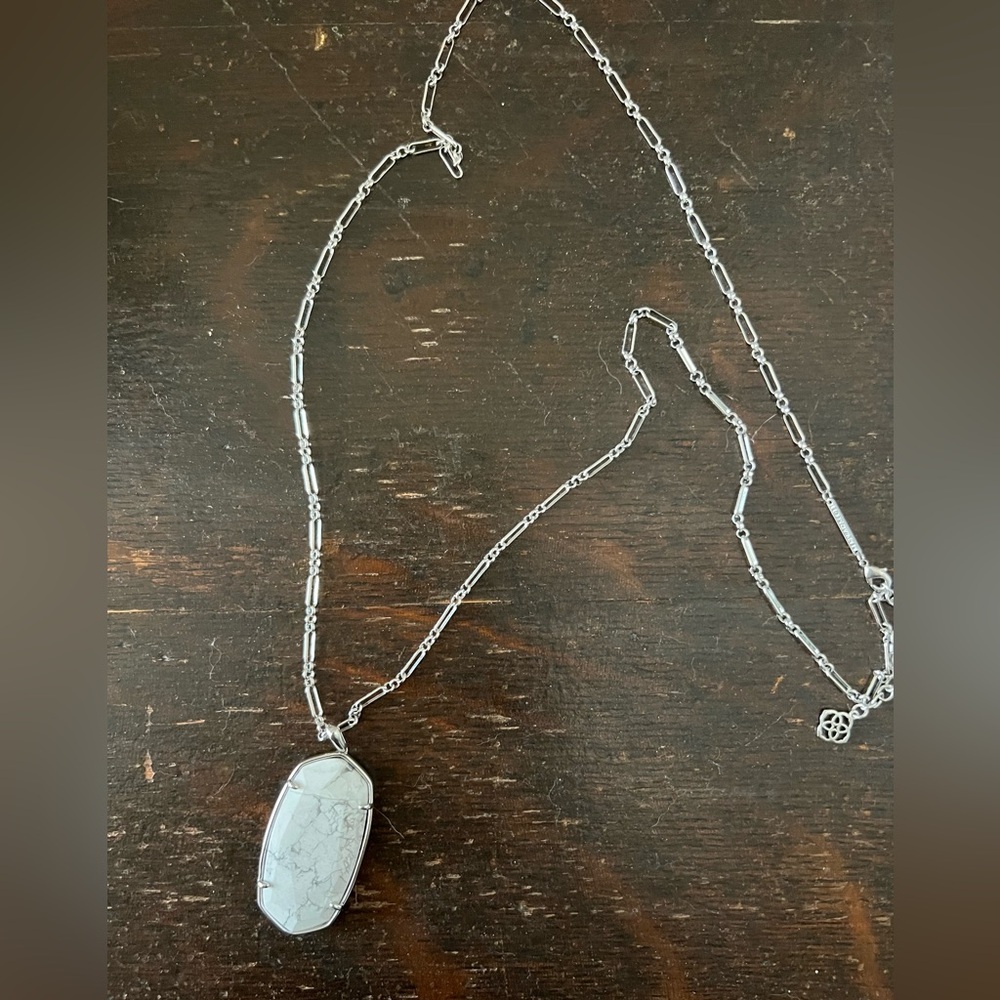 Kendra Scott Reid Silver Plated Long Pendant Necklace White Howlite